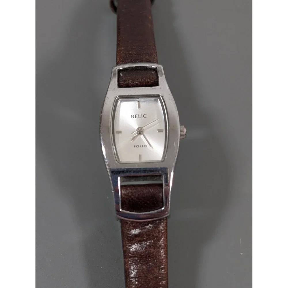 Relic Folio‎ Watch Womens Brown Silver ZR33529 Leather Strap